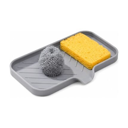 Silicone Tray for Kitchen Sink with Drain Spout and Ridges