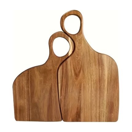 Set of 2 Acacia Wood Chopping Boards with Handle