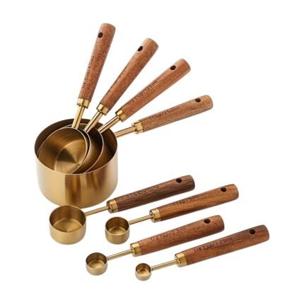 8-Piece Measuring Cup and Spoon Set with Wooden Handle