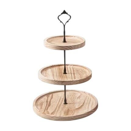 Cake Stand in Wood with 2 or 3 Tiers and Handle
