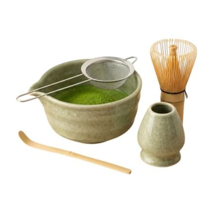 Matcha Set with Bamboo Whisk, Bowl and Sieve – 5 Pieces