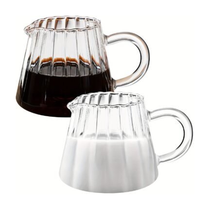 Wave-Shaped Glass Jugs for Coffee, Tea and Milk – 2 Pcs.