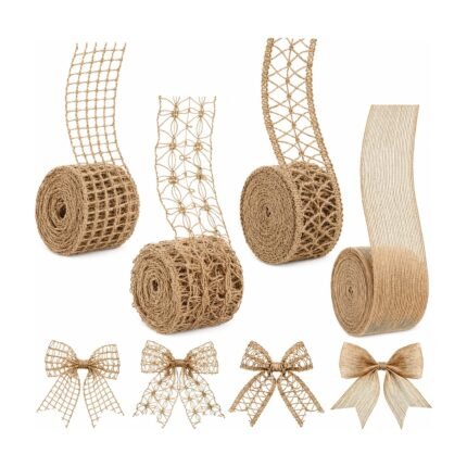 Linen Decorative Ribbon – 4 Rolls for Gift Wrapping