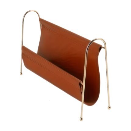 Magazine Holder in Metal and PU Leather for Desk and Office