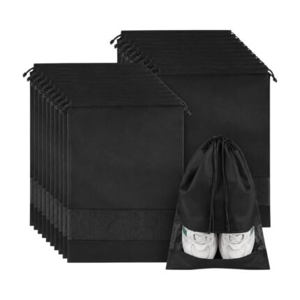 Shoe Bags with Drawstring and Window for Travel – 10 Pcs.