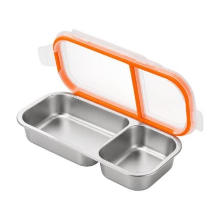 2-Room Snack Container in Stainless Steel with Lid