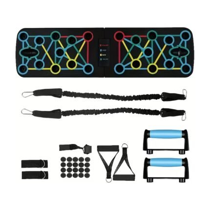 Foldable Push-Up Board with Resistance Bands – 11 Pieces