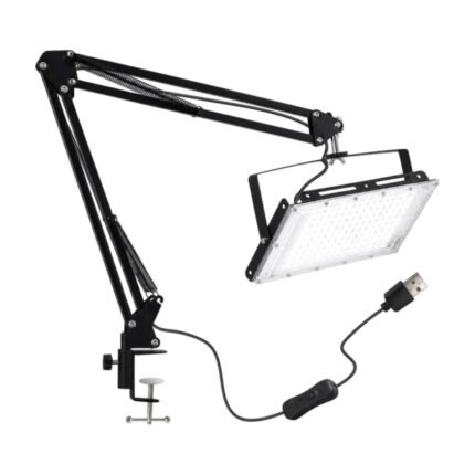 Adjustable LED Work Lamp with Table Clamp and USB