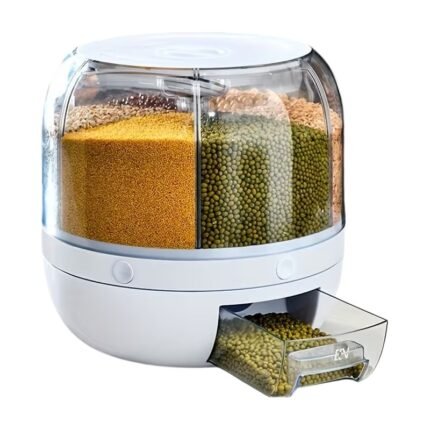 Rotating Storage Container with 6 Compartments and Dispenser