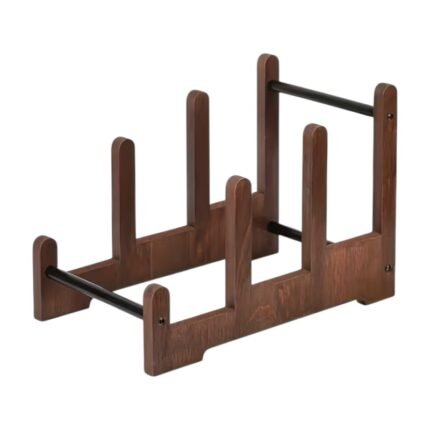 Wooden Vinyl Record Holder with 3 Compartments and Dividers for LPs