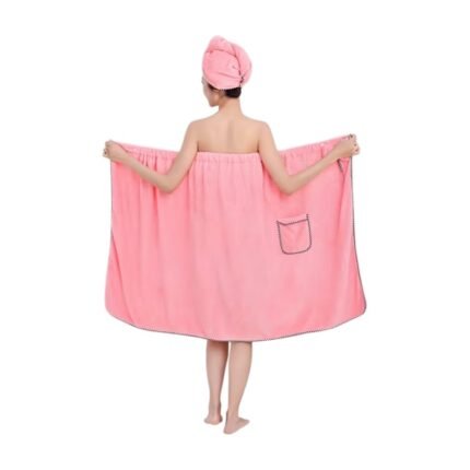 Bath Towel As Bathrobe with Shower Cap – 2 Pieces
