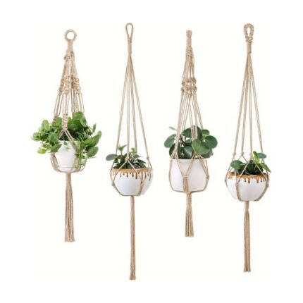 Macramé Plant Hangers 4-Pack for Flower Pots