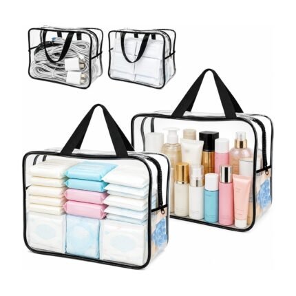 4 Transparent Storage Bags with Zip and Handles
