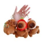 Capybara-Plüsch-Schlüsselanhänger mit Schildkröten-, Erdbeer- und Hühnerkostüm