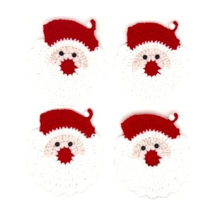 4 crochet Santa coasters