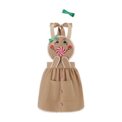 Women’s gingerbread Christmas costume – apron dress with headband