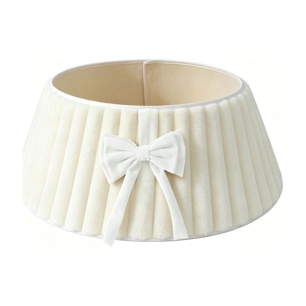 ef-64113-64108-fyld85 Plüsch-Christbaumkragen mit Schleife – faltbar – Weiß