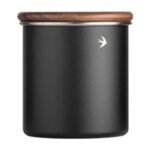 Vorratsdose aus Edelstahl mit Holzdeckel – 380 oder 560 ml – Schwarz 380 ml