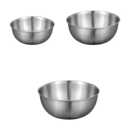 Stainless steel mixing bowls – set of 3 – silver