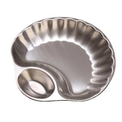 Muschelförmiger Snackteller aus Edelstahl – Französischer Retro-Stil – Snackteller mit Dip-Mulde