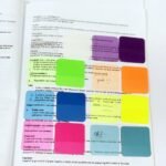Transparente Haftnotizen in einem Buch